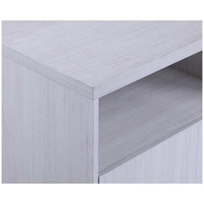 70"W White Walnut Finish Fireplace Console TV Stand with LED Light, Cabinets