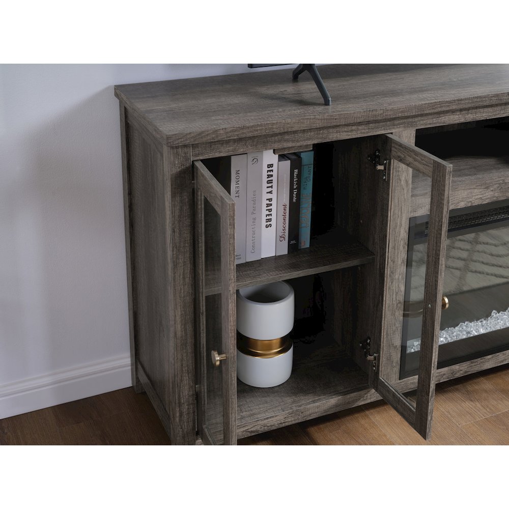 Ellington 70"W Gray Walnut Finish Fireplace TV Stand Console with Heater