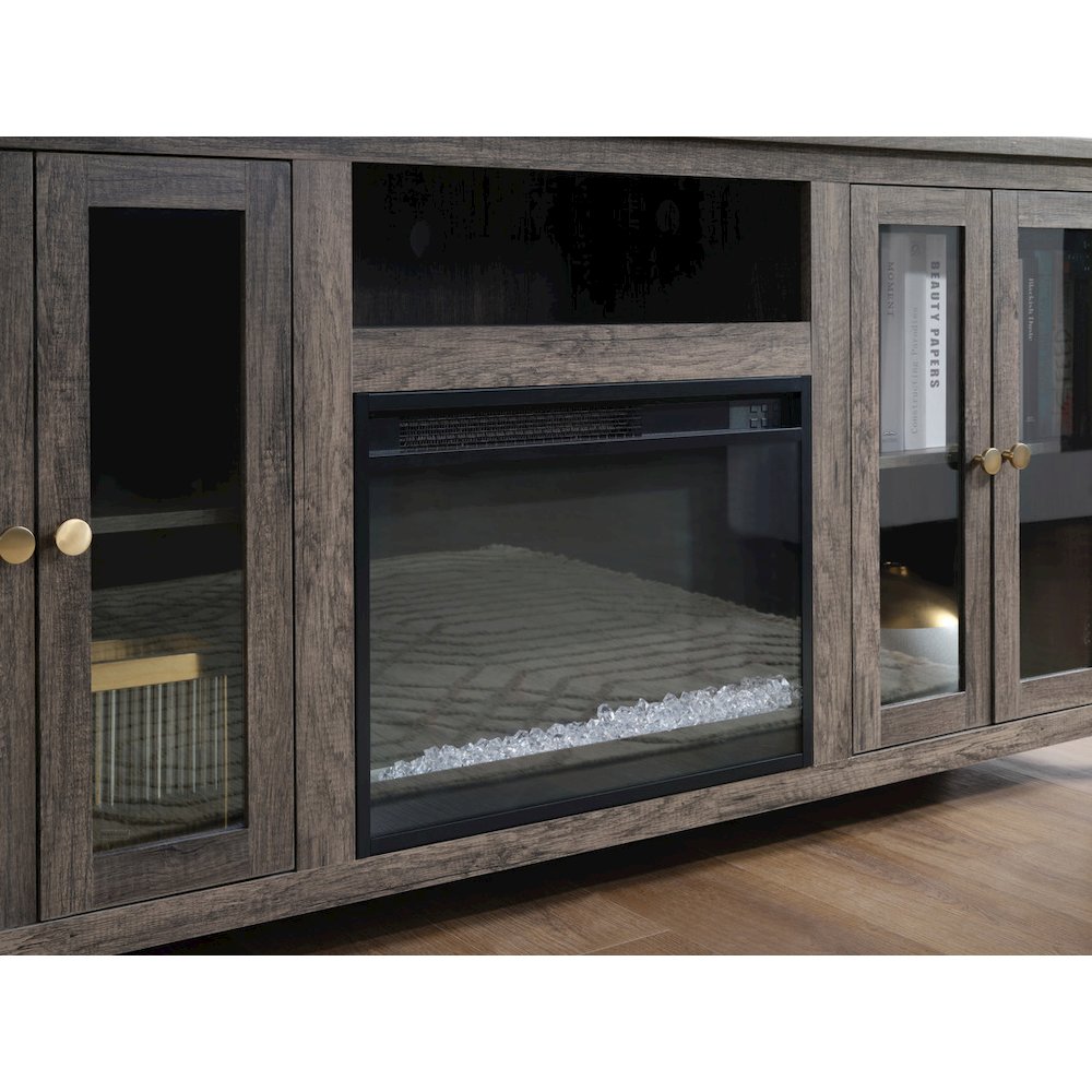 Ellington 70"W Gray Walnut Finish Fireplace TV Stand Console with Heater