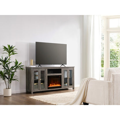 Ellington 70"W Gray Walnut Finish Fireplace TV Stand Console with Heater