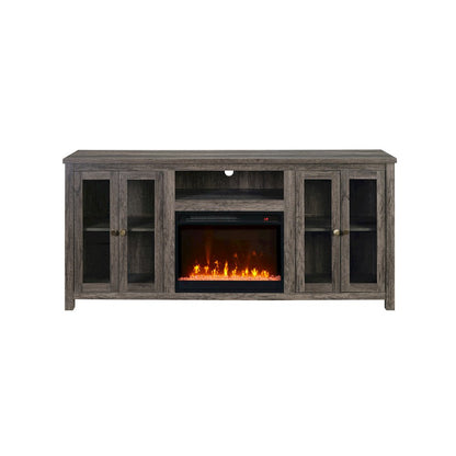 Ellington 70"W Gray Walnut Finish Fireplace TV Stand Console with Heater