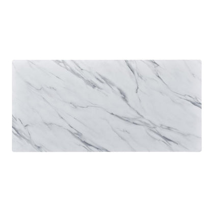 Landon Coffee Table with Glass White Marble Texture Top and Bent Wood Design
