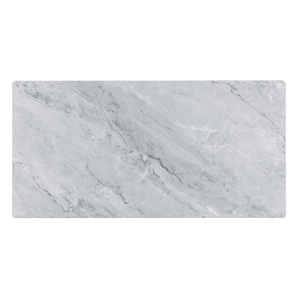 Landon Coffee Table with Glass Gray Marble Texture Top and Bent Wood Design