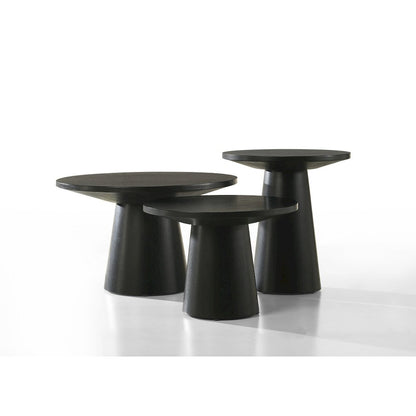 Black 3Pc Coffee, End, & Console Occasional Table Set with Pedestal Base