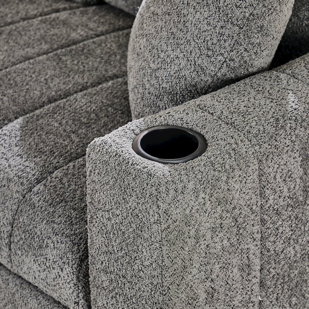 96" Gray Boucle Fabric Reversible Sleeper Sectional Sofa with Storage Chaise