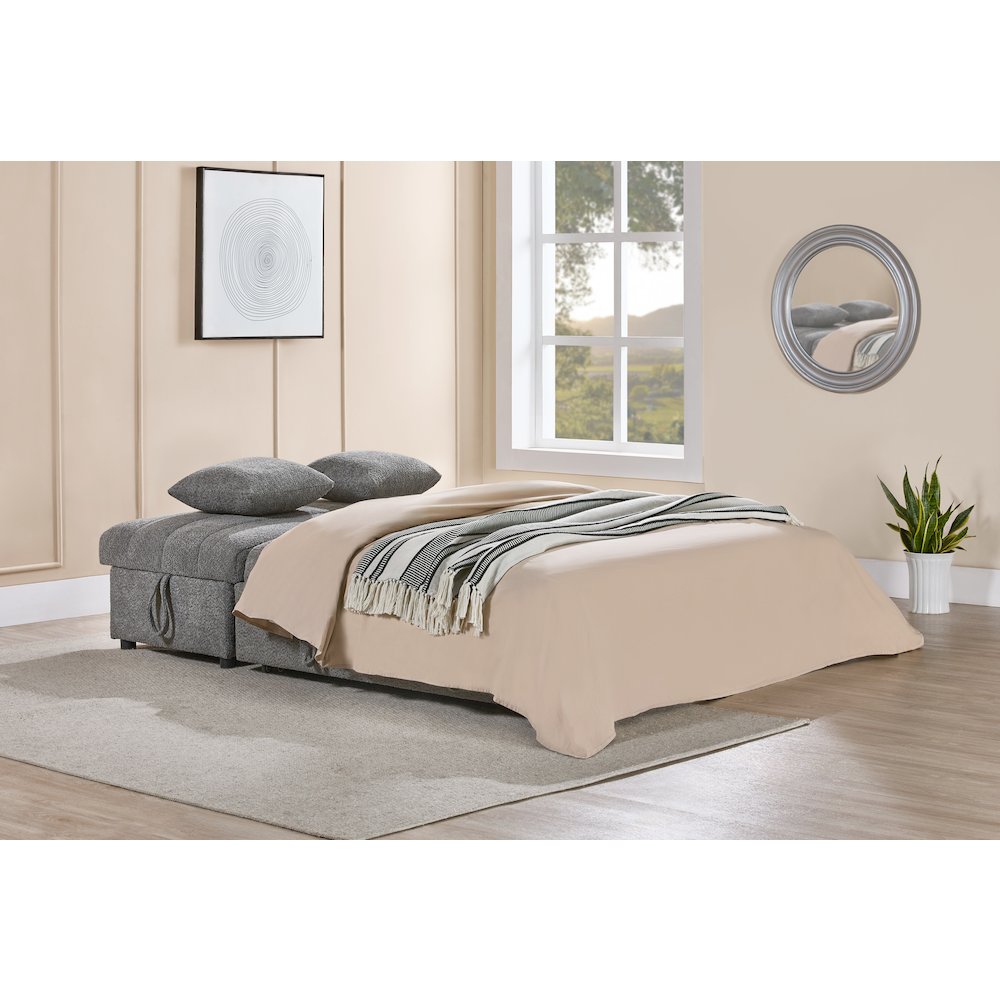 96" Gray Boucle Fabric Reversible Sleeper Sectional Sofa with Storage Chaise