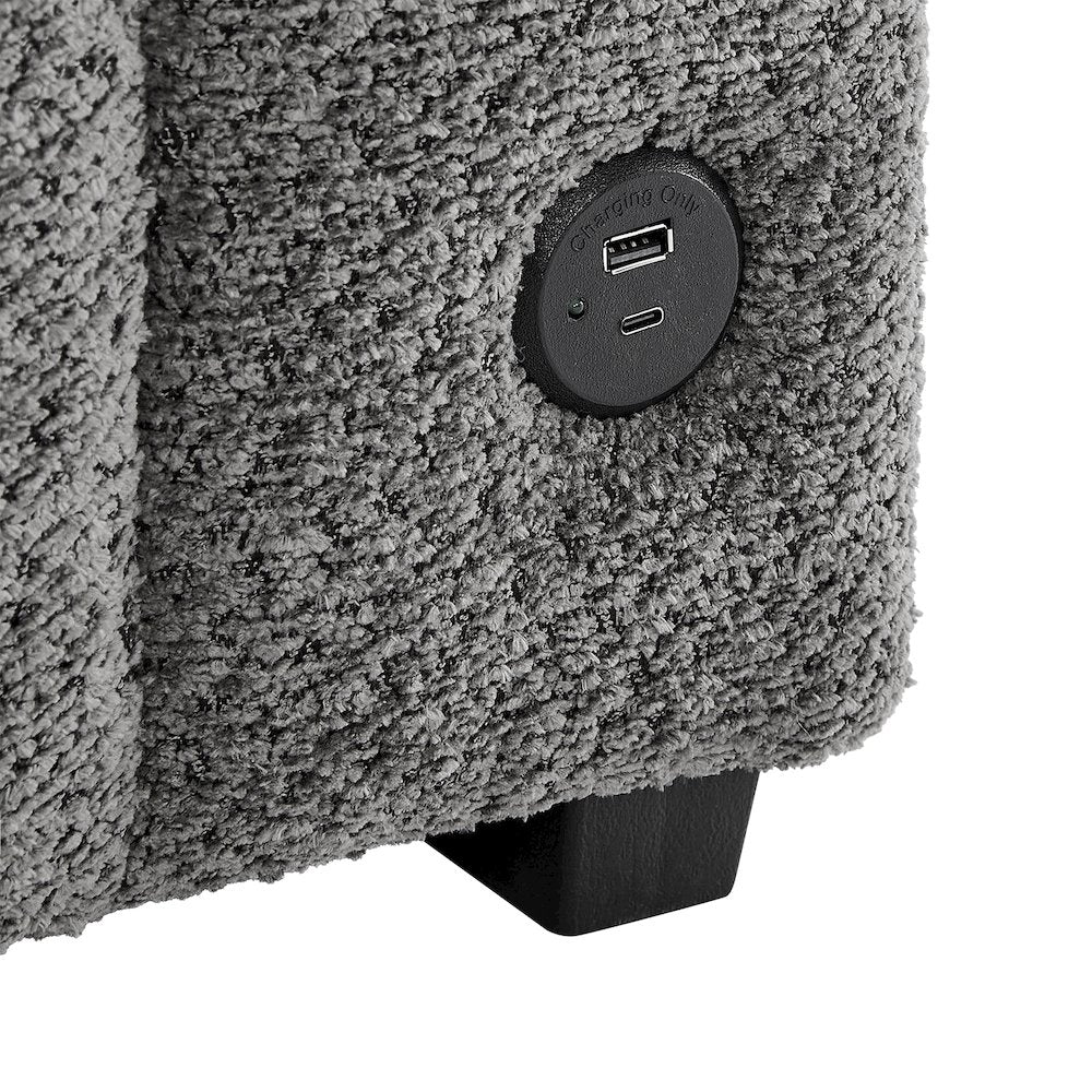 96" Gray Boucle Fabric Reversible Sleeper Sectional Sofa with Storage Chaise