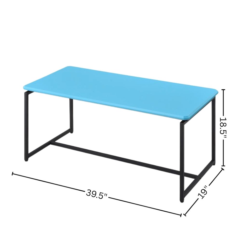 3 Piece Table Set, Carbon Fiber Wrap, Blue, Metal Frame