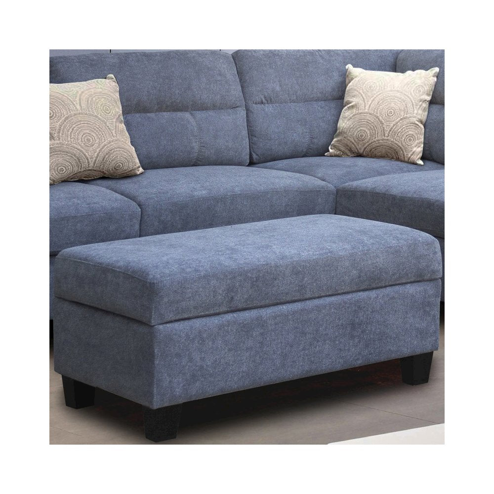 Gray Fabric Sectional Sofa with Right Facing Chaise, Storage Ottoman, 2 Pillows