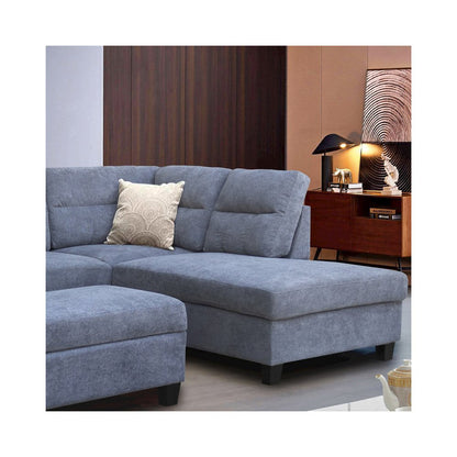 Gray Fabric Sectional Sofa with Right Facing Chaise, Storage Ottoman, 2 Pillows