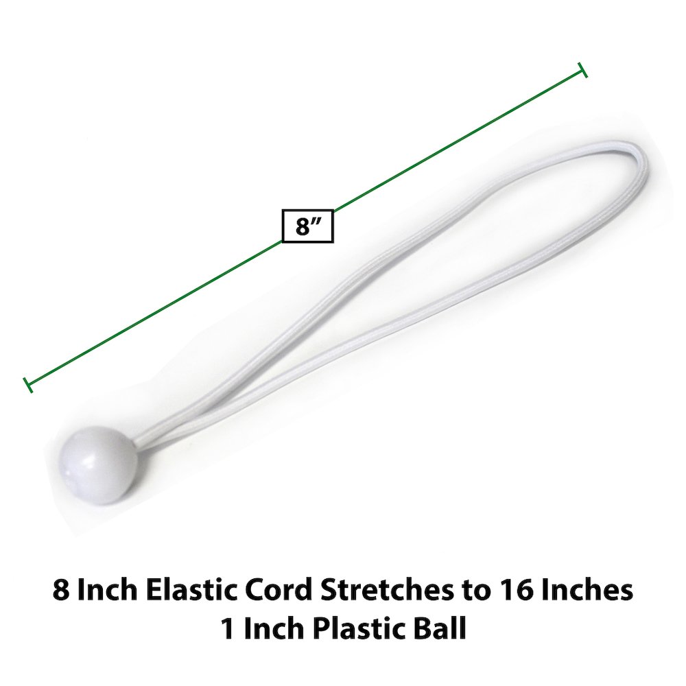 King Canopy 8-Inch Ball Bungees, 50-piece, White, BALLW-50