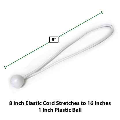 King Canopy 8-Inch Ball Bungees, 50-piece, White, BALLW-50