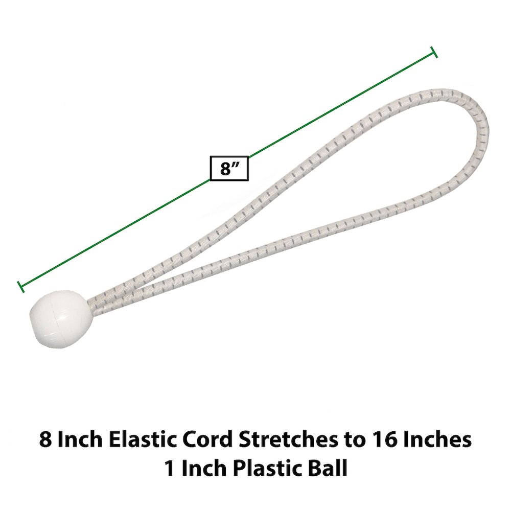 King Canopy 8-Inch Ball Bungees, 50-piece, White, BALLW-50