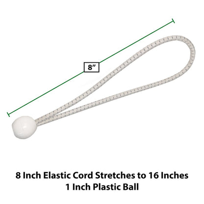 King Canopy 8-Inch Ball Bungees, 50-piece, White, BALLW-50