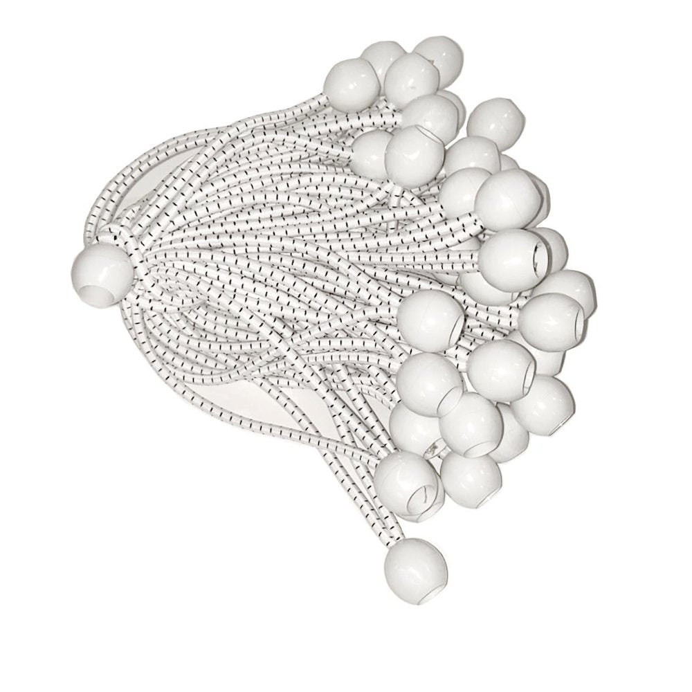 King Canopy 8-Inch Ball Bungees, 50-piece, White, BALLW-50