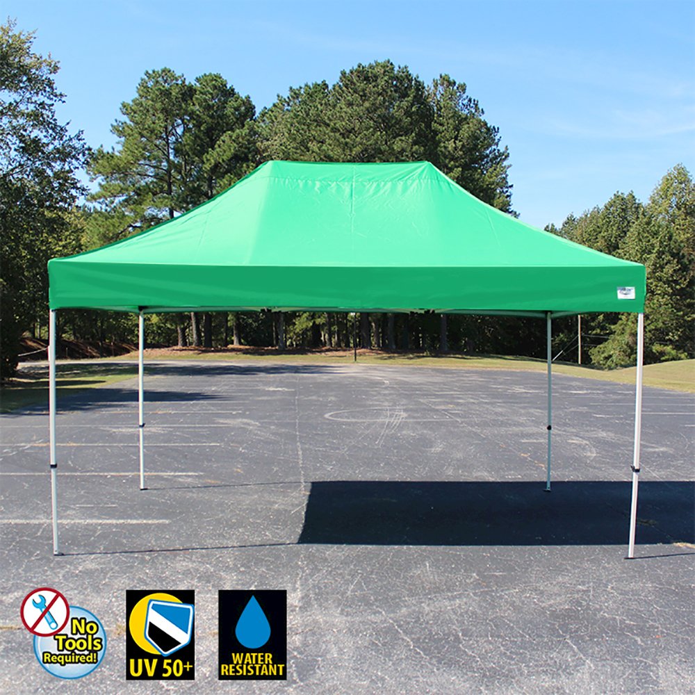 TUFF TENT WHITE Frame 10X15 Instant Pop Up Tent w/ GREEN Cover