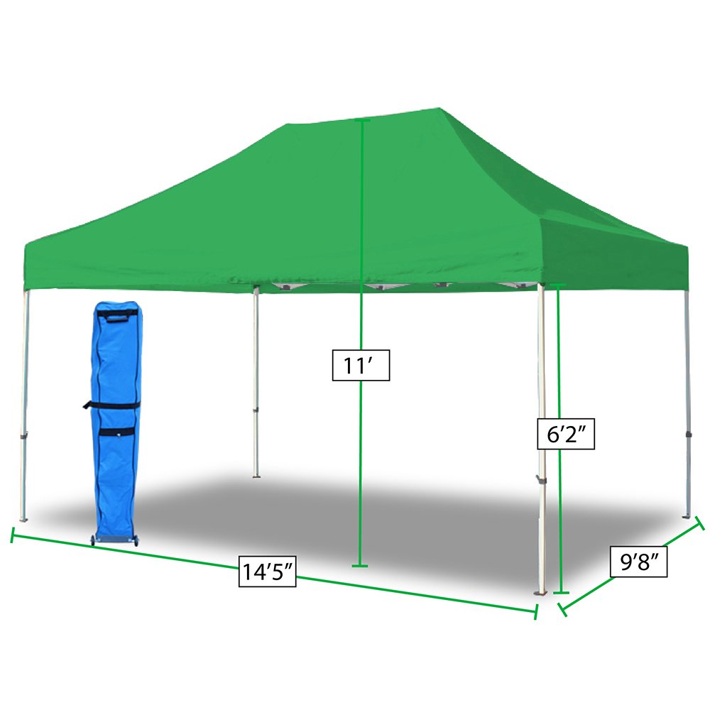TUFF TENT WHITE Frame 10X15 Instant Pop Up Tent w/ GREEN Cover