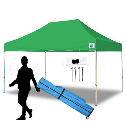 TUFF TENT WHITE Frame 10X15 Instant Pop Up Tent w/ GREEN Cover