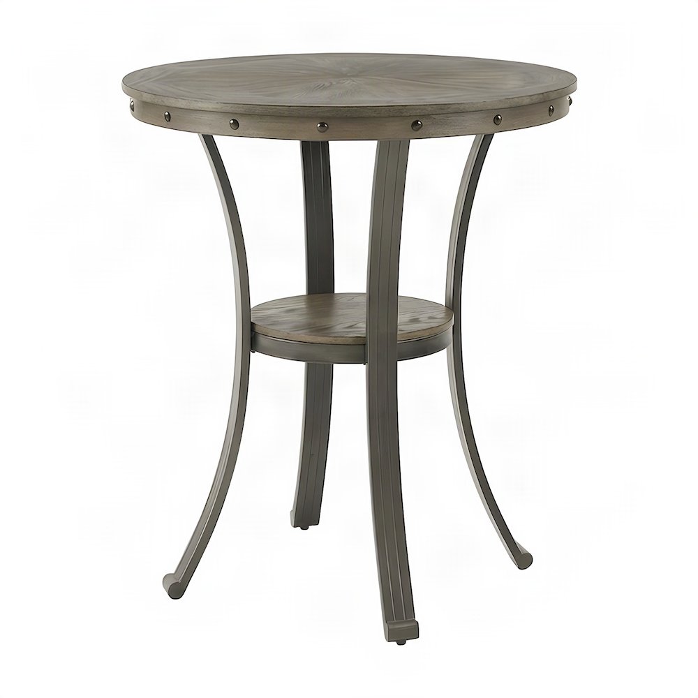 Ash Veneer Bar Table and Swivel Bar Height Stools, Set of 3, Pewter