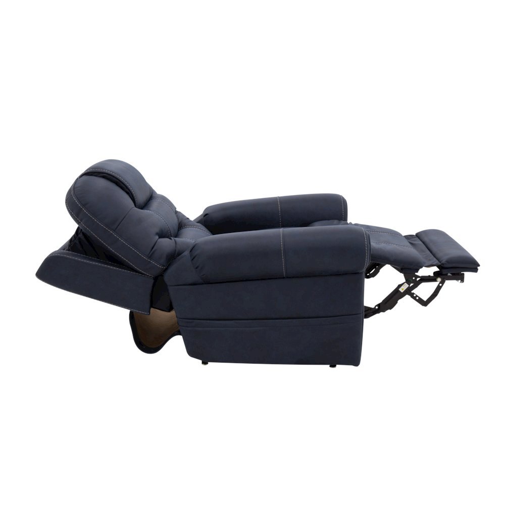 Blue Power Recliner with Adjustable Headrest, Lumbar Support, and Heat