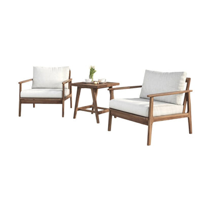 Ashton 3-Piece Wood Patio Conversation Set in Natural
