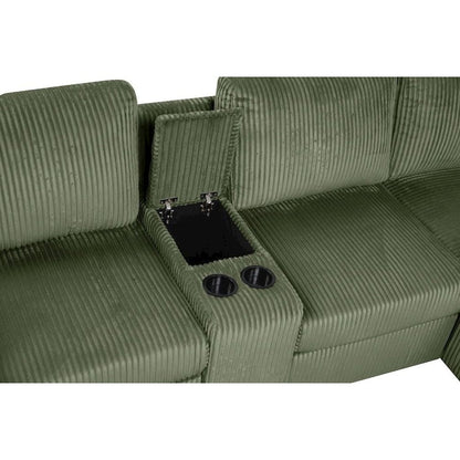 8-Piece Contemporary Modular Sectional Sofa with Storage and Cupholders, Green