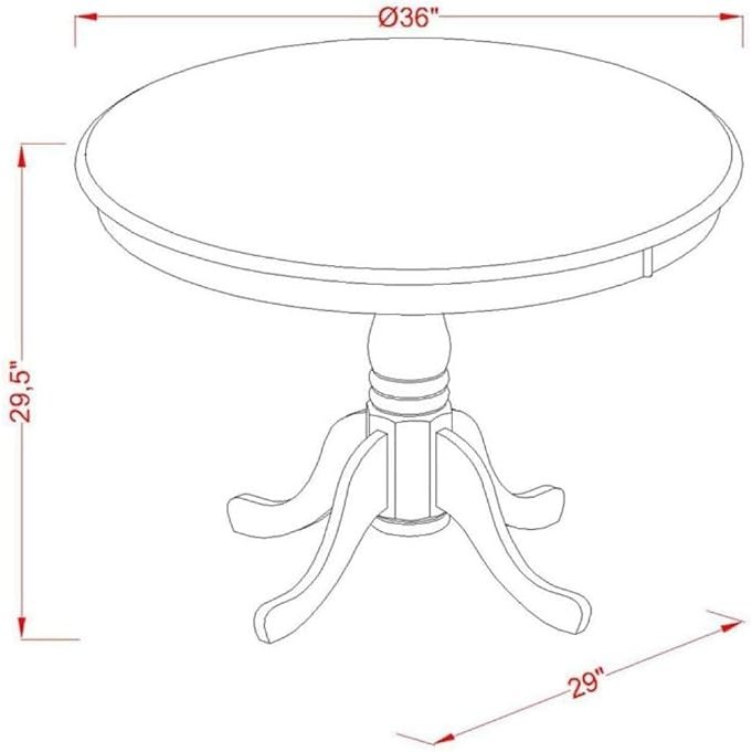 ANT-LWH-TP Antique Dining Room Table - a Round kitchen Table Top with Pedestal Base, 36x36 Inch, Linen White
