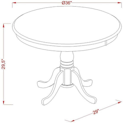 ANT-LWH-TP Antique Dining Room Table - a Round kitchen Table Top with Pedestal Base, 36x36 Inch, Linen White