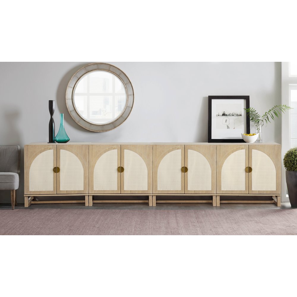31" Wide 2-Door Accent Cabinet Natural Oak Wood Finish Boho Modern Sideboard