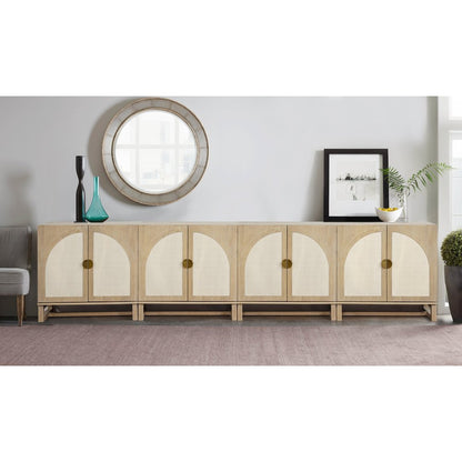 31" Wide 2-Door Accent Cabinet Natural Oak Wood Finish Boho Modern Sideboard