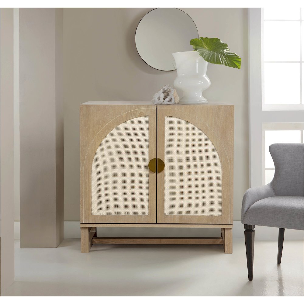31" Wide 2-Door Accent Cabinet Natural Oak Wood Finish Boho Modern Sideboard