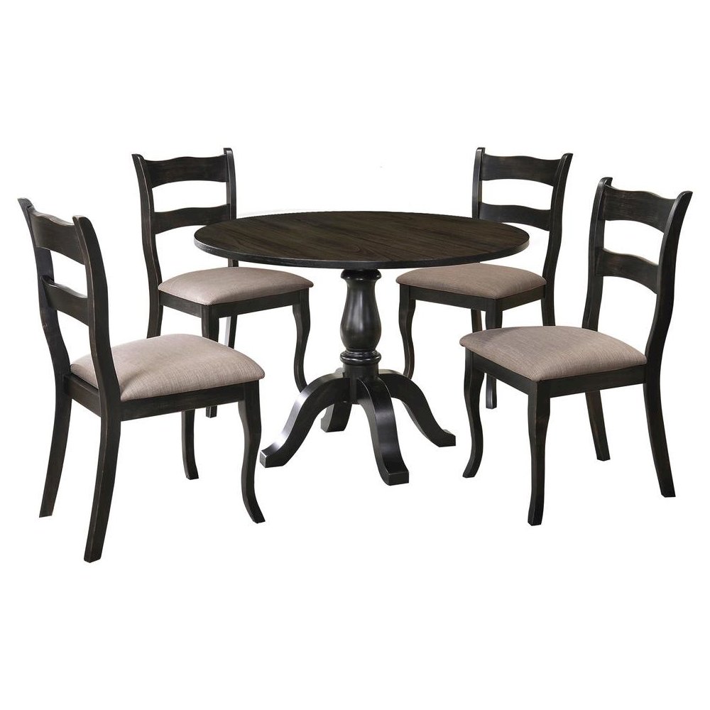 Best Master Bono 5-Piece Modern Solid Wood Dining Set in White