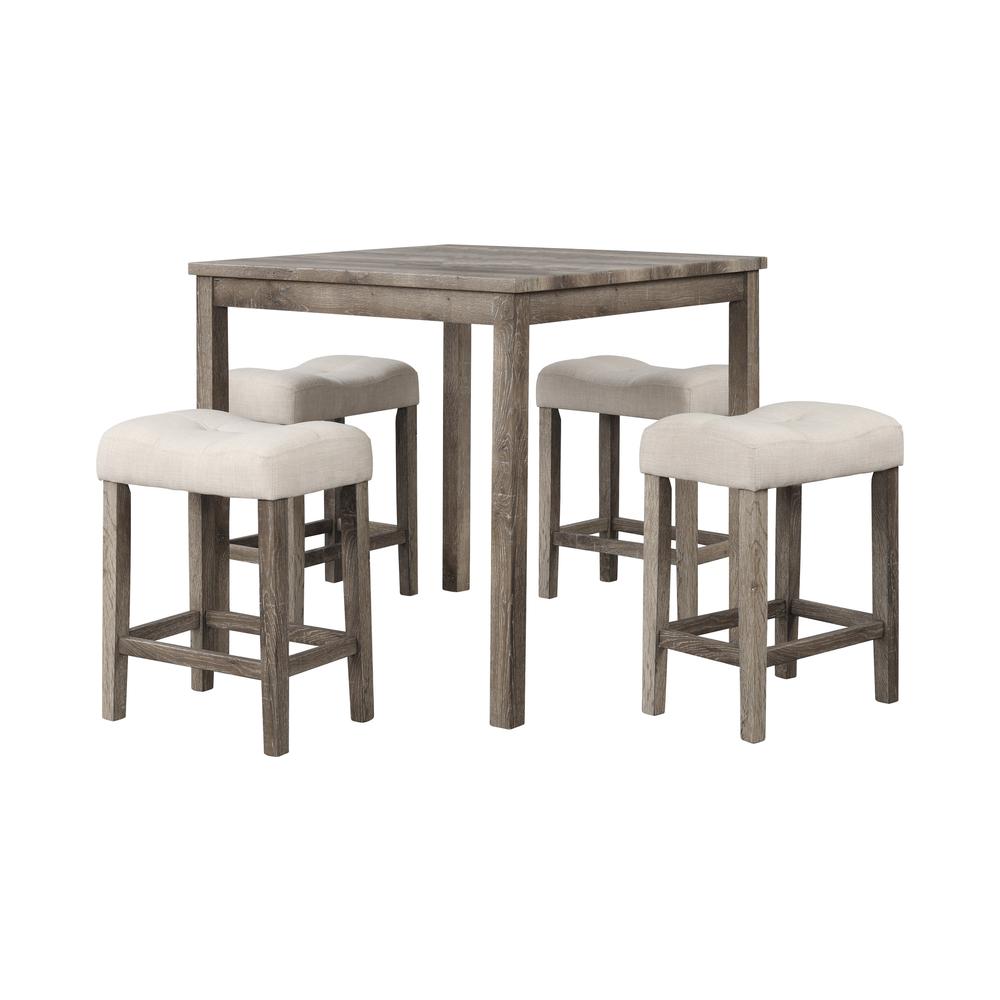 Vitalita 5-piece Antique Natural Oak Square Counter Height Set
