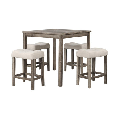 Vitalita 5-piece Antique Natural Oak Square Counter Height Set