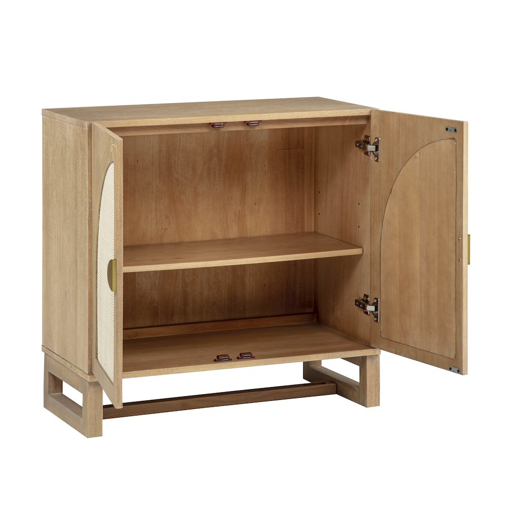 31" Wide 2-Door Accent Cabinet Natural Oak Wood Finish Boho Modern Sideboard
