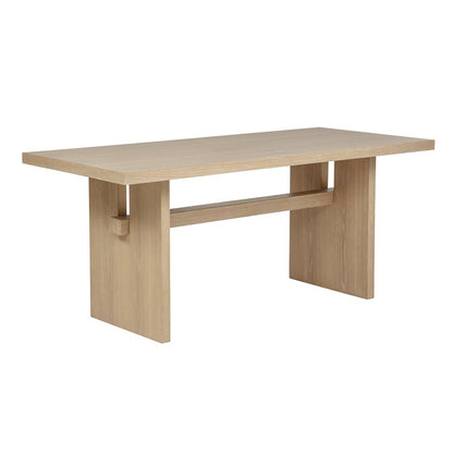 70" Rectangular Dining Table Mid Century Modern Natural Ash Veneer Wood Top