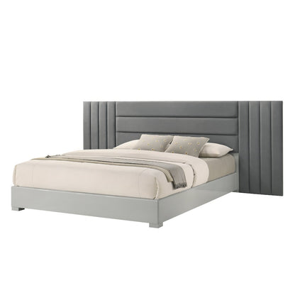 87" California King Bed Frame, Fabric Channel Tufted Headboard