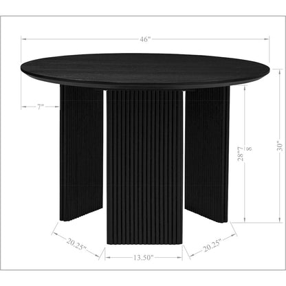 46" Round Dining Table Mid Century Modern Natural Ash Veneer Wood Top