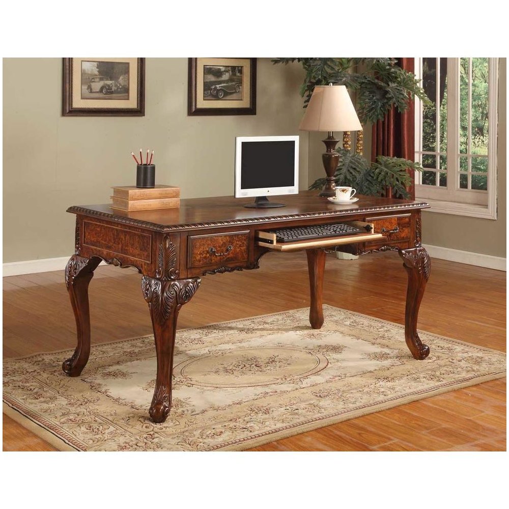 Best Master CDExecutive 60" Wood Office Desk With Hand Carved Designs in Cherry
