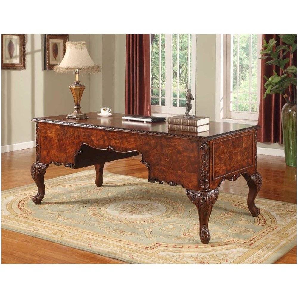 Best Master CDExecutive 72" Wood Office Desk With Hand Carved Designs in Cherry