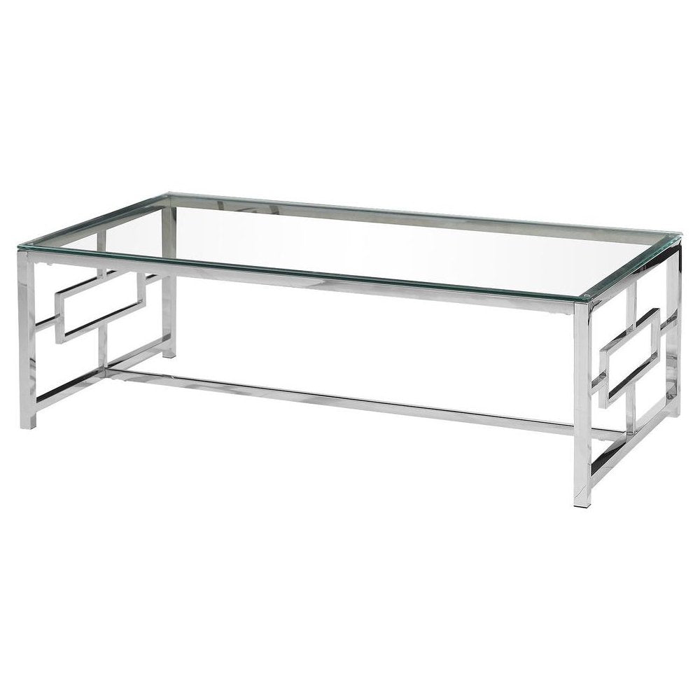 Best Master Stainless Steel and Glass Coffee Table in Silver Base/Clear