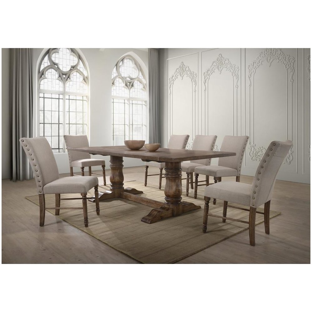 Best Master Ellen Solid Wood Dining Table in Antique Natural Oak