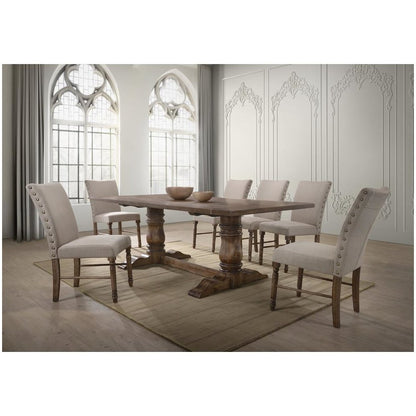 Best Master Ellen Solid Wood Dining Table in Antique Natural Oak