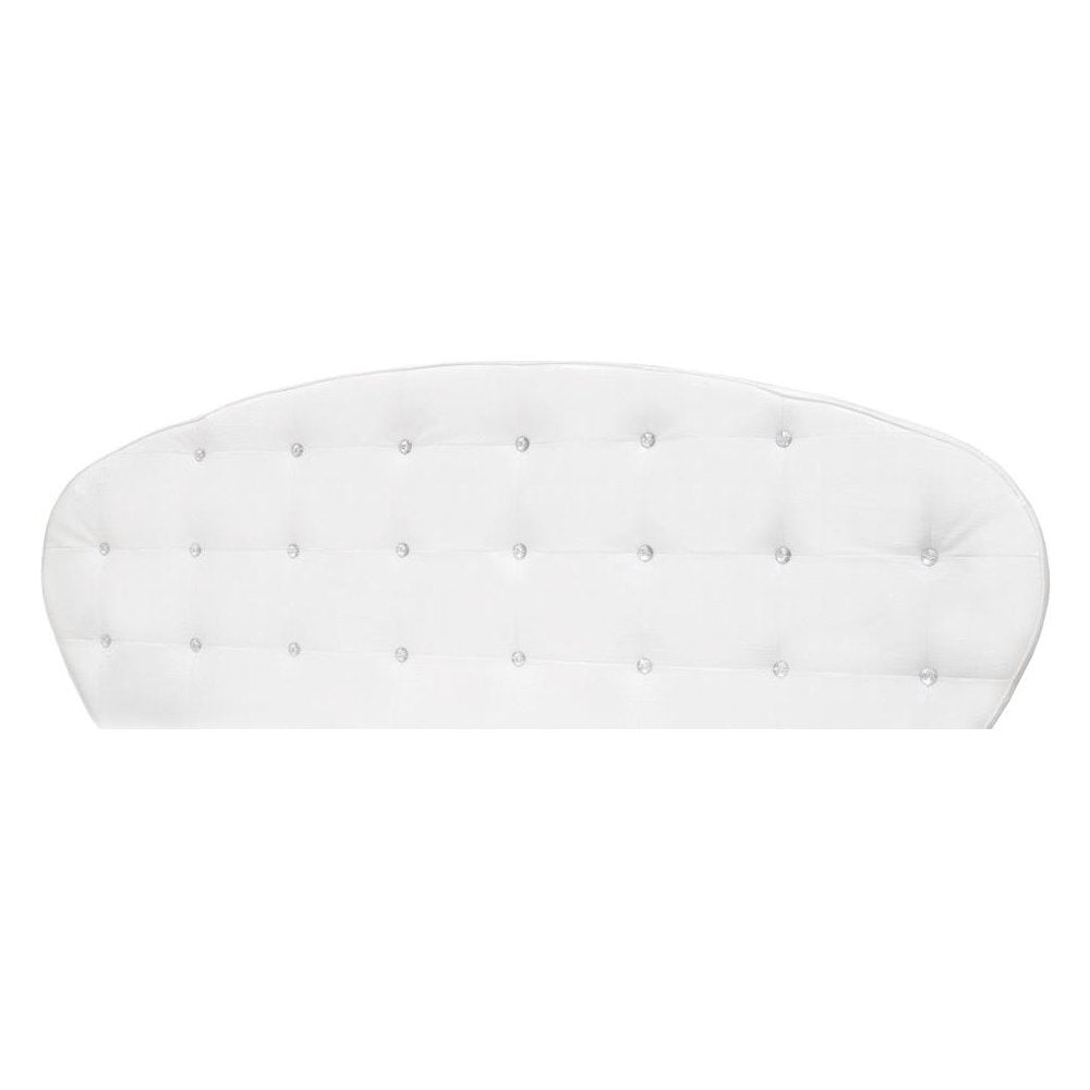 Best Master France Faux Leather Eastern King Platform Bed in White High Gloss