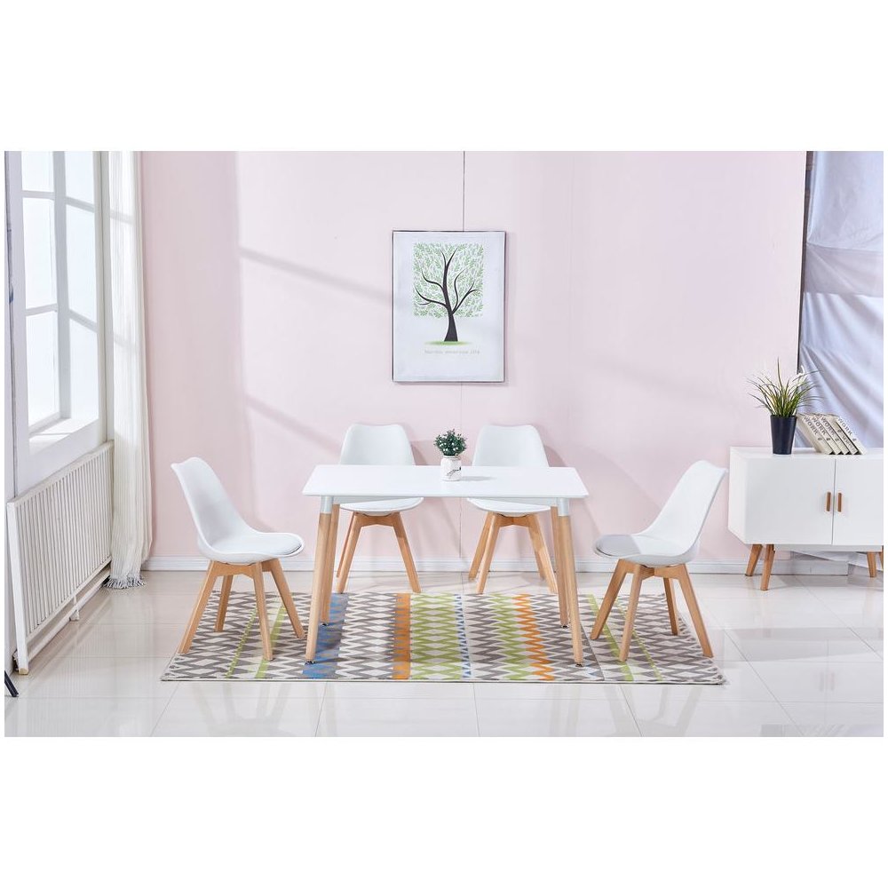 Best Master Mirage Modern Solid Wood Dining Table in White