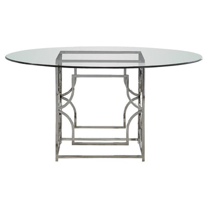 Best Master Alexis 54" Stainless Steel and Glass Round Dining Table in Silver