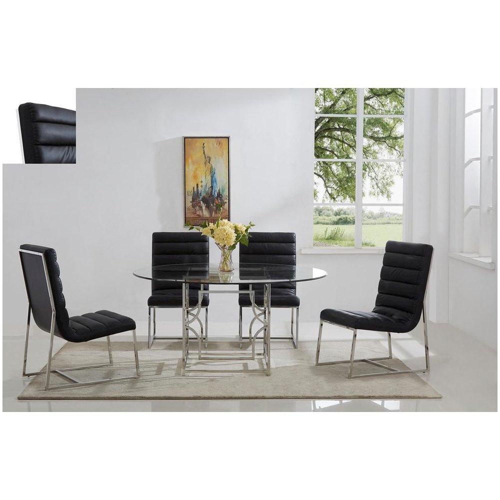 Best Master Alexis 54" Stainless Steel and Glass Round Dining Table in Silver