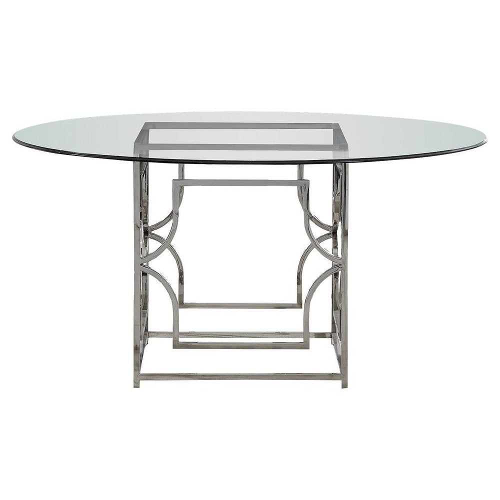 Best Master Alexis 60" Stainless Steel and Glass Round Dining Table in Silver
