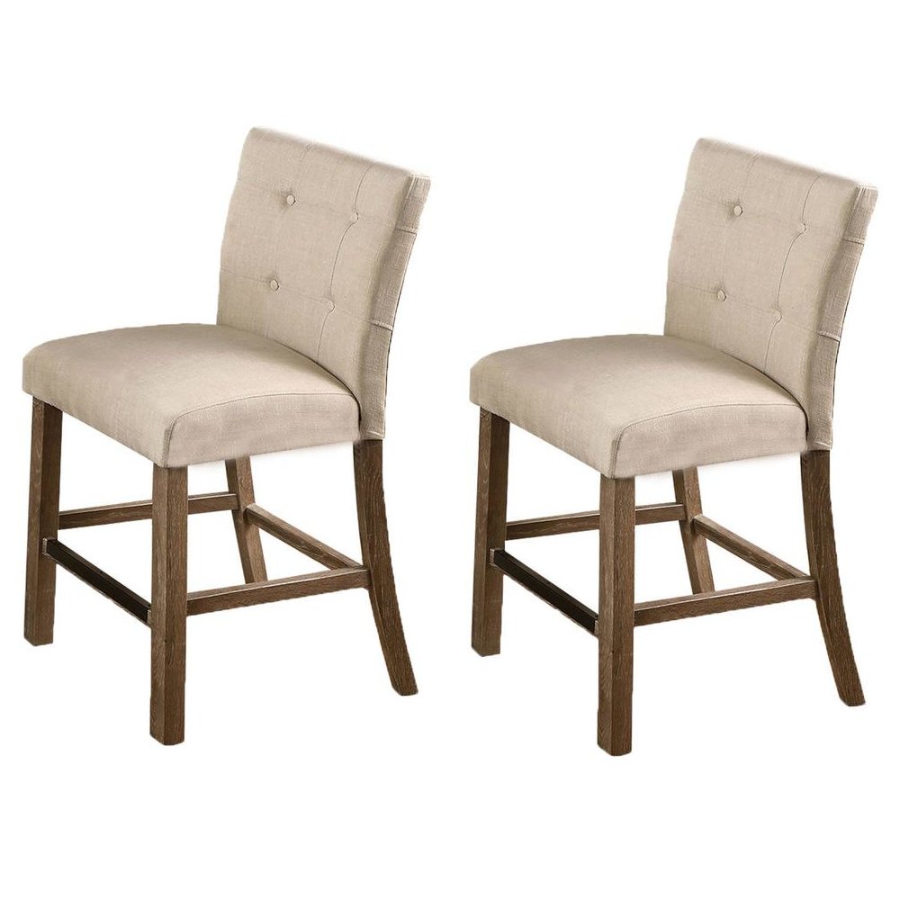 Best Master Hadley Solid Wood Counter Height Chair - Light Gray/Beige (Set of 2)