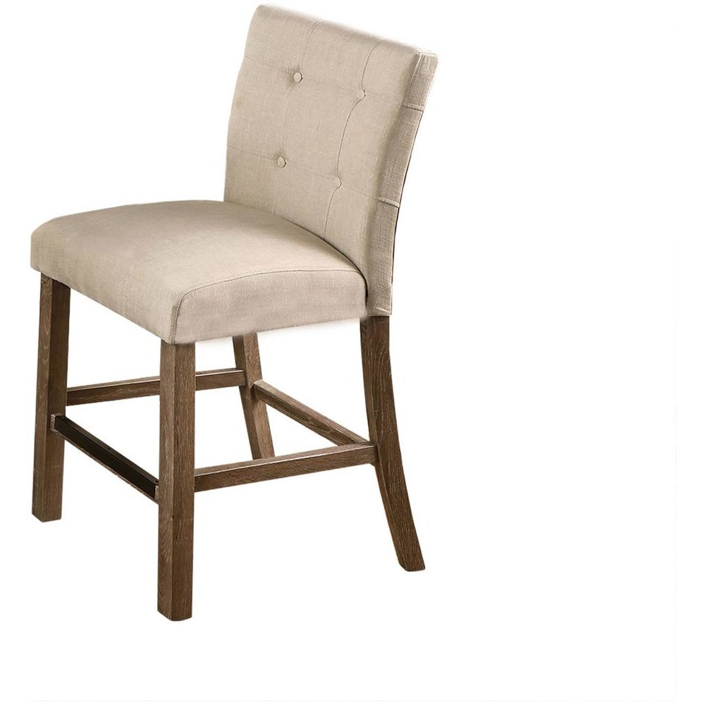 Best Master Hadley Solid Wood Counter Height Chair - Light Gray/Beige (Set of 2)